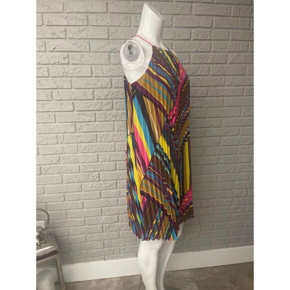 Calvin Klein Women Multicolored Accordion Pleat Trapeze Dress Size S - Picture 2 of 8